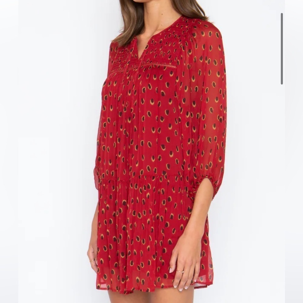 NWT Caballero VANYA DRESS IN PEACOCK RED DOT size xs - Picture 3 of 10